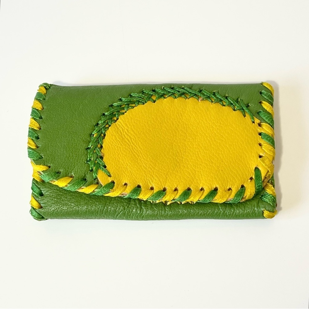 Handmade Leather Trifold Key Ring and Card Holder Case